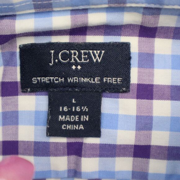 J Crew Shirt Mens L 16 16.5 Purple Plaid Thompson Long Sleeve Button Up Dress - Picture 2 of 16